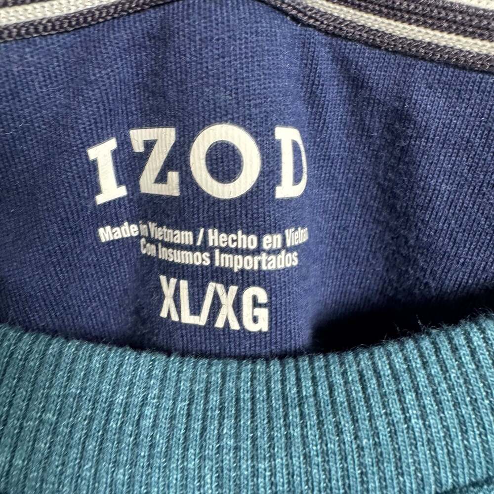 IZOD Advantage Performance Men's Crewneck Fleece Sweatshirt Teal Blue XL - Picture 4 of 6